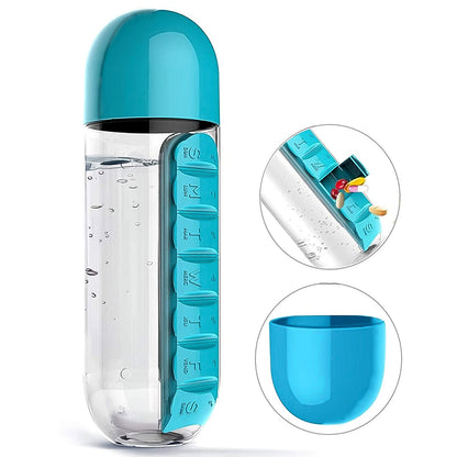 Multi-Use Pill & Water Bottle for Travel (600 Ml, Mix Color)
