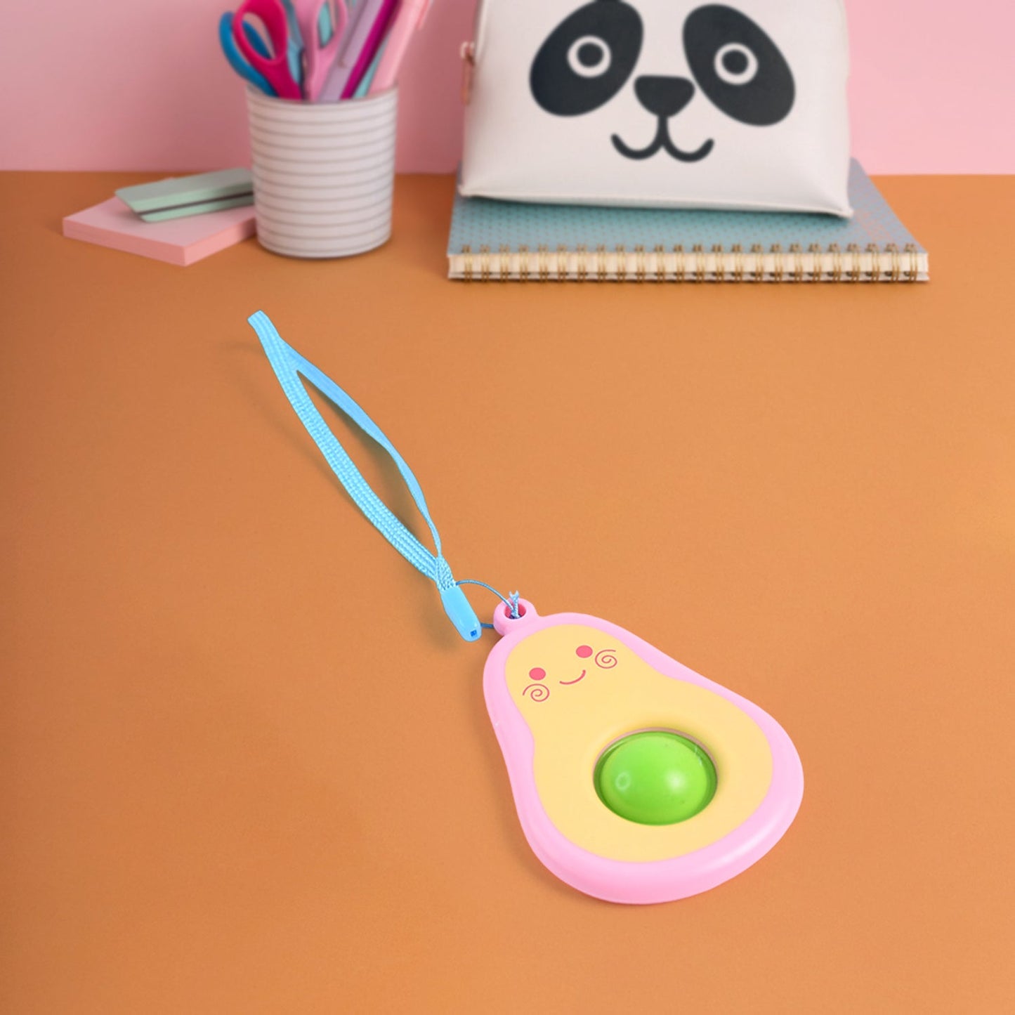 Cute Avocado-Shaped Mini Push Pop Keychain Toy with Strap (1 Pc)