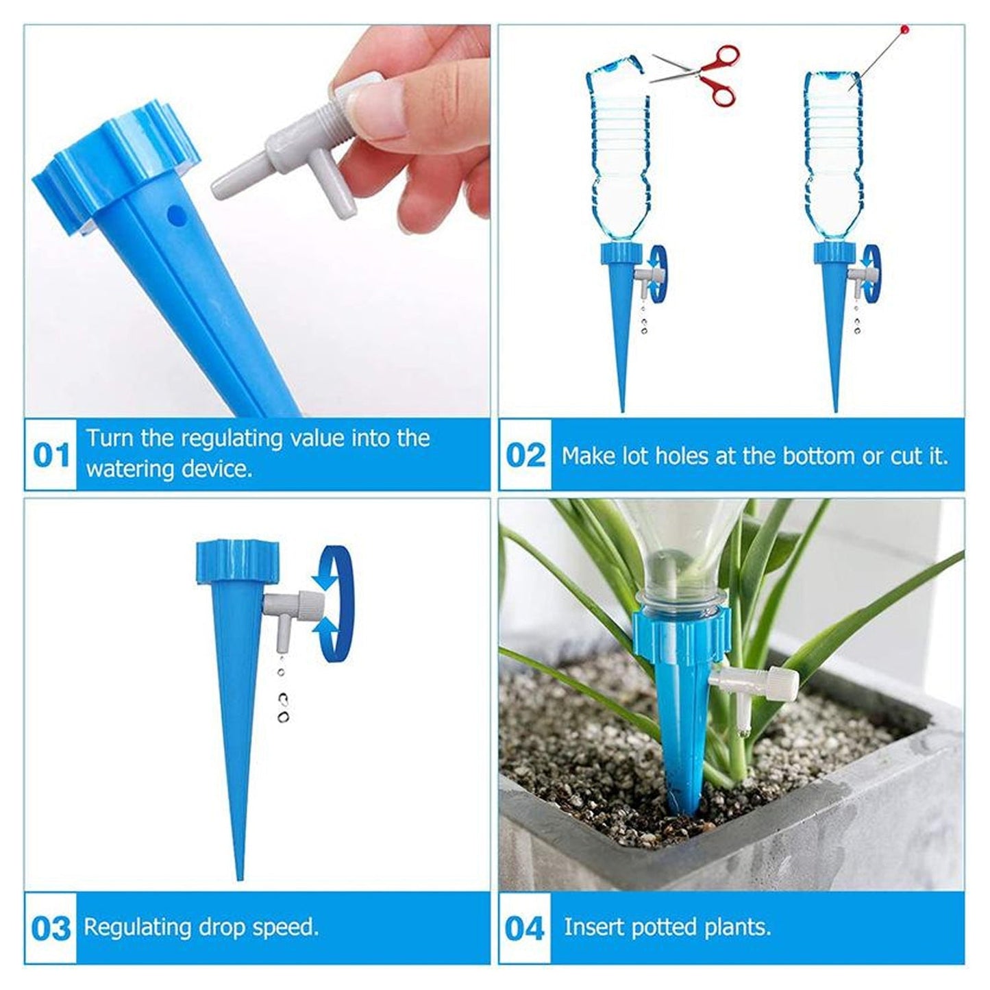 Adjustable Plant Watering Spikes with Slow Release Valve