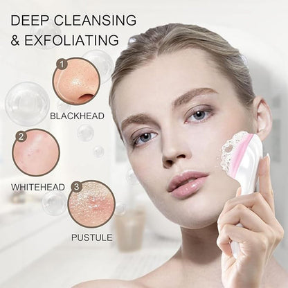 Silicone Face Scrubber Exfoliating Brush, Manual Handheld Facial Cleansing Brush (1 Pc)