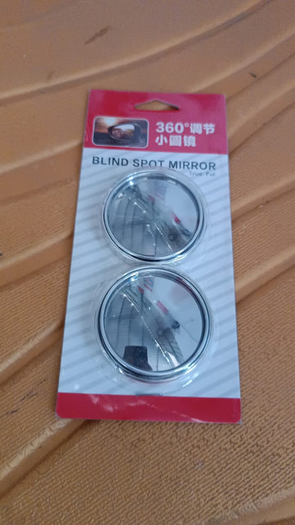 360DEGREE BLIND SPOT ROUND WIDE ANGLE ADJUSTABLE CONVEX REAR VIEW MIRROR - PACK OF 2